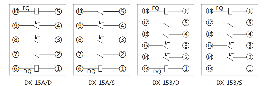 DX-15B信號繼電器內部接線及外引接線圖
