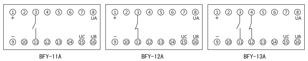 BFY-13A負序電壓繼電器內部接線及外引接線圖