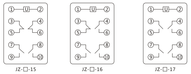 JZY（J)-207靜態中間繼電器內部接線圖及外引接線圖