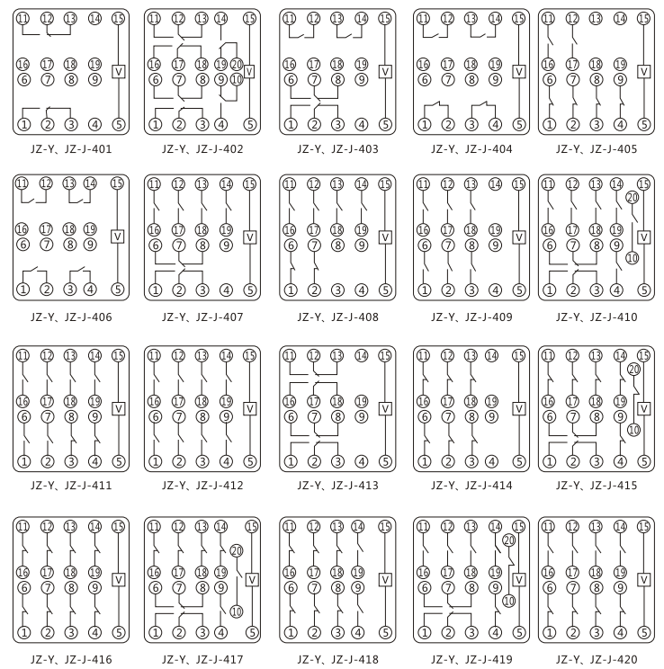 JZY（J)-207靜態中間繼電器內部接線圖及外引接線圖